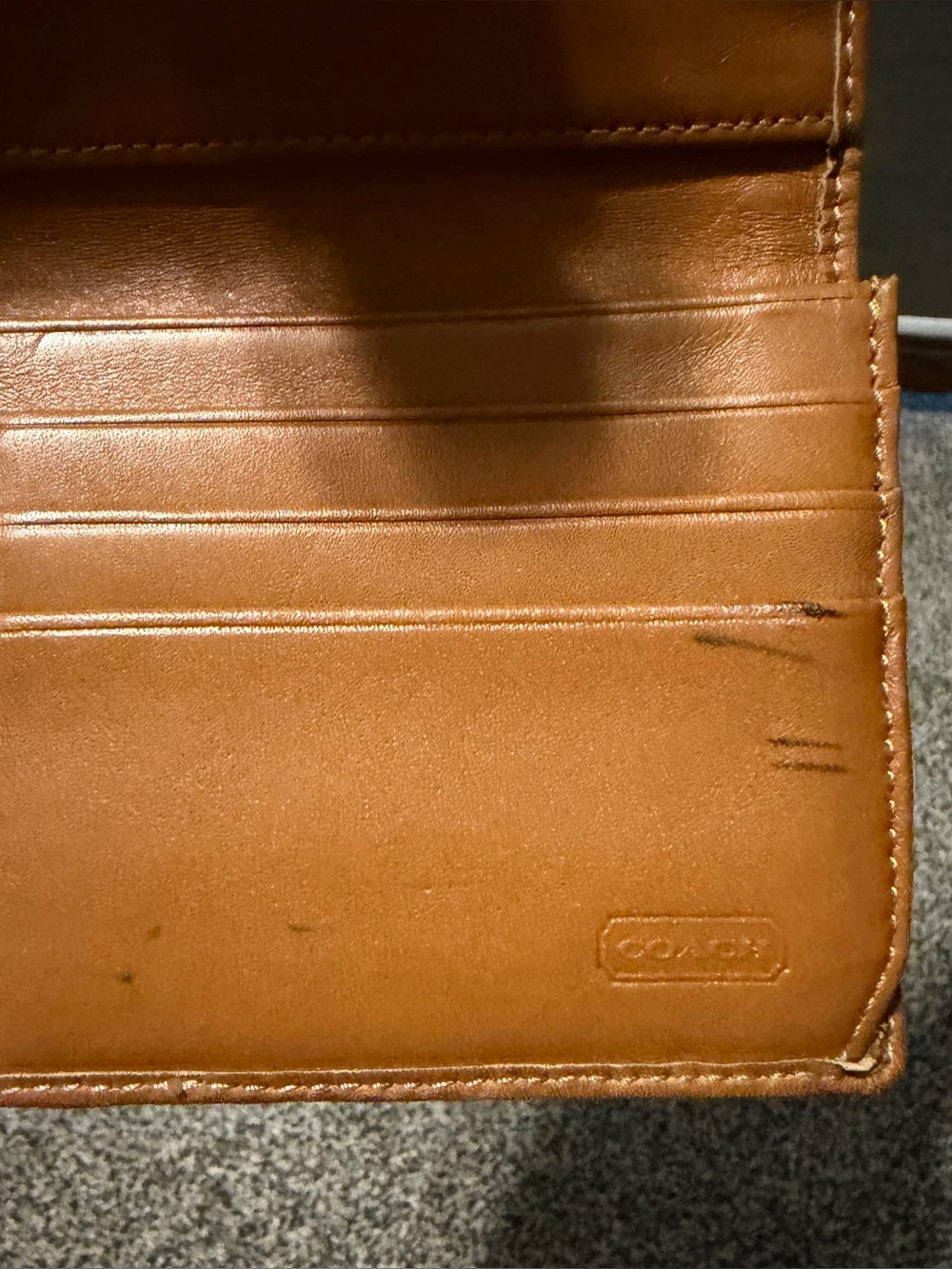Vintage Coach Y2K Blue Signature C Buckle Wallet Leather Trim - Picture 6 of 7